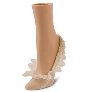 Memoi Women's Beyond Lace Fringe Polka Dot Foot Liner Socks Adobe Rose One Size - 1 of 1