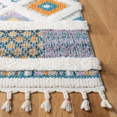Ivory and Multicolor 8' x 10' Shag Area Rug