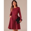 Allegra K Women's Long Sleeve A Line Ruffle Belted Business Casual Dress with Pockets - 4 of 4