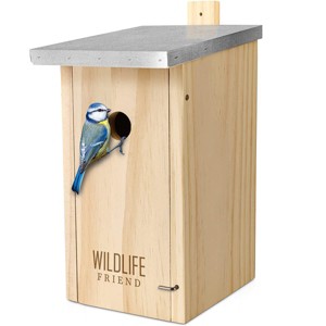 WILDLIFE FRIEND I Nesting Box with Metal Roof - Solid Wood for Blue Tits - 1 of 4