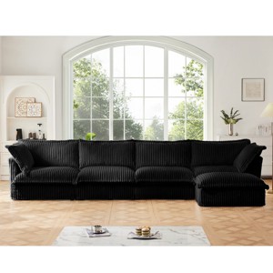 Upholstered Sectional Sofa, 4 Seater Free Combination Convertible Sofa, Sofas with Ottoman, Corduroy Fabric Sectional Sofas-Cuddlewood - 1 of 4