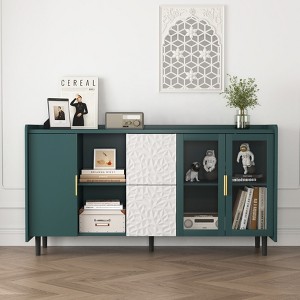 VYNXARIA Modern Kitchen Pantry Storage Cabinet with Glass Doors and Ample Storage - 1 of 4
