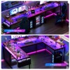 U Shaped Desk, 126 Inch Gaming Desk with Monitor Stand and LED Lights, Reversible Shaped Large Computer Desk with Power Outlets, Office Desk - 4 of 4