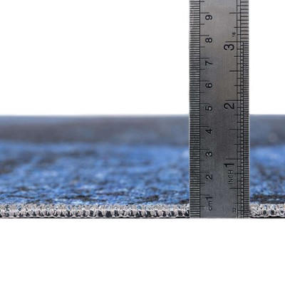 Modern Elegance 5' Square Overdyed Blue Chenille Area Rug