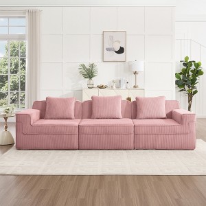 SKRAN Modular Loveseat Sofa Corduroy Deep Seat Couch with 2 Pillow, Modern Comfortable Chaise Lounge for Apartment,Living Room,Office - 1 of 4
