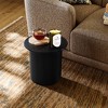 LuxenHome 15" Extra Small Accent Table Fluted Fir and MDF Wood Round Side Table Mid Century Modern Short End Table for Living Room, Bedroom Black - 2 of 4
