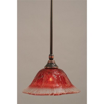 Toltec Lighting Any 1 - Light Pendant in  Black Copper with 10" Raspberry Crystal Shade