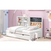 MAYEERTY Twin Size Daybed with Storage Shelves, Blackboard, Cork board, USB Ports and Twin Size Trundle, White - 4 of 4