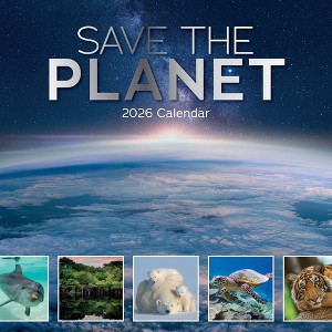 2026 Square Wall Calendar, Save the Planet, 16-Month Natural World Theme with 180 Reminder Stickers (12x12 In) - 1 of 4