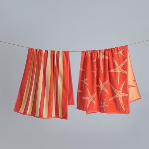 2pk 30" x 60" Print and Stripe Cotton Beach Towels - Great Bay Home - 1 of 4