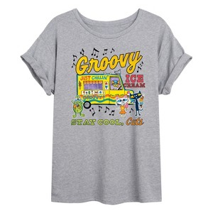 Women's - Pete the Cat - Groovy Ice Cream Truck Women's Oversized Graphic T-Shirt Oversized Graphic T-Shirt - 1 of 4