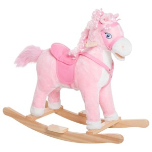 SEVOBAL Toy Vehicles Plush Ride On Rocking Horse with Realistic Sounds and Swinging Tail for Kids, Pink, 23.5"*13.75"*19.75" - 1 of 4