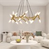 BAOURE 41in Golden Modern Chandelier Light Fixture with Frosted Tubes, Adjustable Height Pendant Light for Dining Room Living Room Kitchen Island - 2 of 4