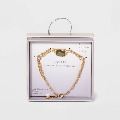 Silver Plated Gold Layered Chain Bracelet - A New Day™ Pyrite