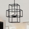 DOMETOUR 4-Light Matte Black Metal Lantern Pendant, Industrial Farmhouse Chandelier for Dining Room/Foyer, Adjustable Height (E12 Bulbs Excluded) - 2 of 4