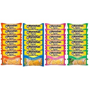 Maruchan Ramen Instant Noodle Soup 24 Packs, 4 Flavors - 6 Pack Soy Sauce, 6 Pack Shrimp, 6 Pack Chicken, 6 Pack Chili - 1 of 4