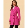 INSPIRE CHIC Women's Notch Lapel Double Breasted Belted Mid Long Outwear Winter Coat - 3 of 4
