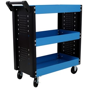 Vynxaria 3-Tier Rolling Tool Cart - Heavy-Duty Utility Cart with Pegboard for Easy Organization - 1 of 4