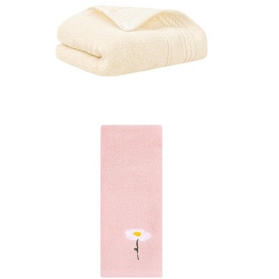 REGALWOVEN Bathroom Soft Absorbent Hand Towel 14" x 30"/13" x 30" 2 Pcs