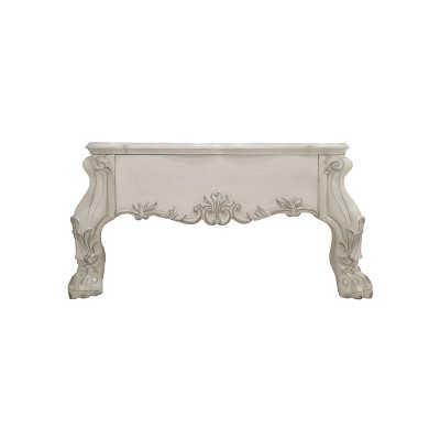 Dresden 57" Bone White Wood Coffee Table with Storage Drawers