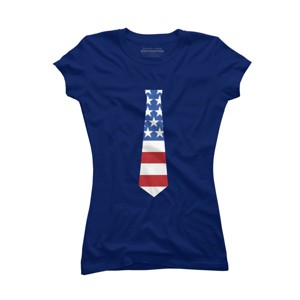Junior's Design By Humans Fourth Of July Simple American Flag Tie By FreshDressedTees T-Shirt - 1 of 2
