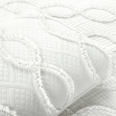 White Full Microfiber Textured Quilt Set