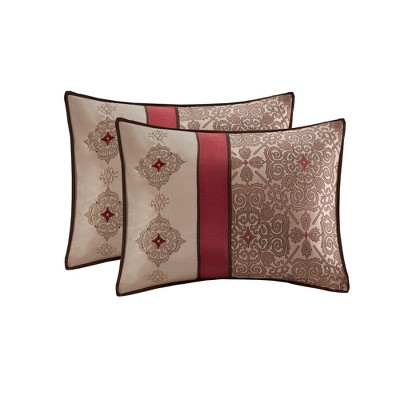 California King Red Jacquard Microfiber 24-Piece Bedding Set