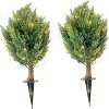 GAOMON 30" Artificial Cypress Topiary Ball Trees with Ground Spike, Set of 2 Artificial Shrubs Bushes Fake Evergreen Plants - 2 of 4