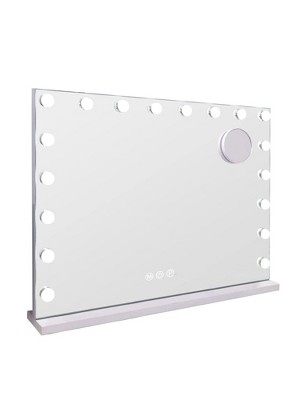 Fenchilin 23''x19'' Hollywood Vanity Mirror with Lights Bluetooth Tabletop  Wall Mount Metal White