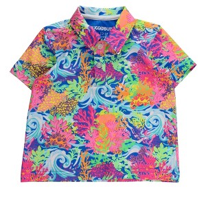 RuggedButts Baby Boys Knit Short Sleeve Performance Polo - Neon Ocean Coral, 18-24m - 1 of 4
