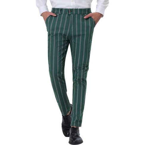 Black and green store striped pants