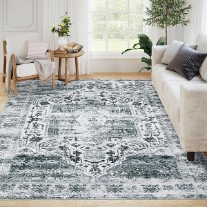 Area Rug, Rugs for Living Room, Non Slip Stain Resistant Kitchen Rug, Vintage Distressed Accent Rug - 1 of 4