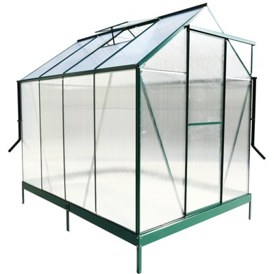 Greenhouse for Outdoors, Heavy Duty Polycarbonate Greenhouse with Rain Gutter and Roof Vent, Aluminum Hot House, Large Walk-in Greenhouse for Outside