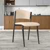 LeisureMod Upholstered Dining Chair in Leather with Black Iron Frame and Legs Aspen Series - 3 of 4