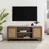 58" MDF Rattan-Door TV Stand with Adjustable Shelves, Open Storage, and Powder-Coated Steel for Living Room and Bedroom - 4 of 4