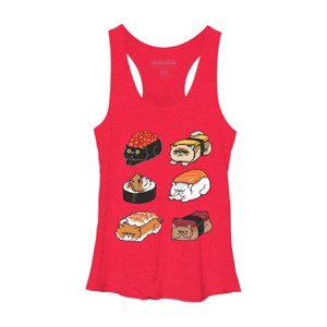 Women's Design By Humans Sushi Persian Cat By huebucket Racerback Tank Top - 1 of 3