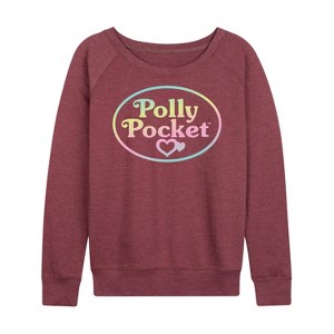 Women's - Polly Pocket - Polly Pocket Ombre Logo Lightweight French Terry Wide Neck Long Sleeve Shirt - 1 of 4