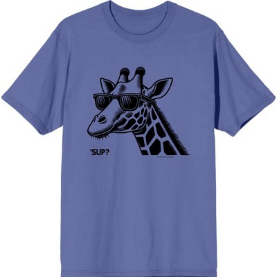 Sup? Giraffe with Sunglasses Adult Crew Neck Short Sleeve Tee