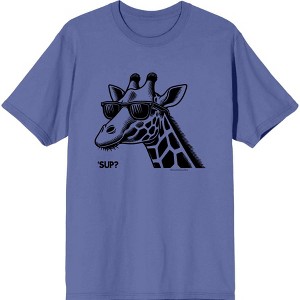 Sup? Giraffe with Sunglasses Adult Crew Neck Short Sleeve Tee - 1 of 3