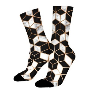 Black White Marble Women Printed Crew Socks Funny Funky Socks Soft Polyester Novelty Gifts for Artists Men - 1 of 1
