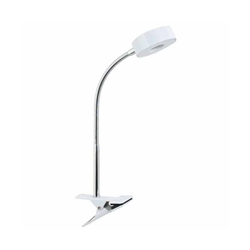 Globe Electric 8.46 Inch 5 Watt Glossy Chrome Goose Neck Clip Lamp with Integrated LED Bulb, 35,000 Hours Lifespan, and 250 Lumens, White, 1 of 7