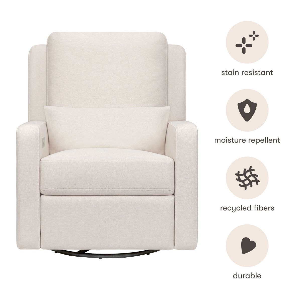 Babyletto Sigi Electronic Recliner and Swivel Glider with USB port - Performance Cream Eco-Weave - thumbnail 7