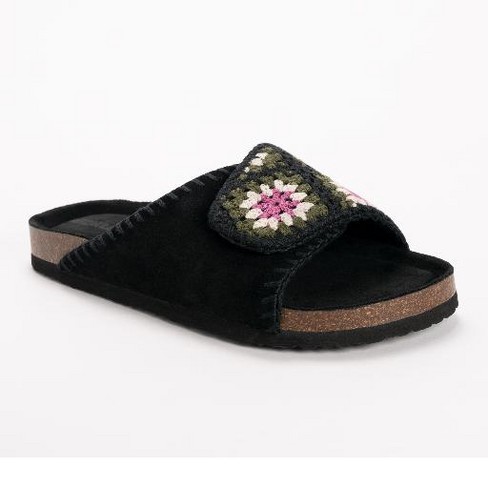 Muk Luks Womens Gigi Crochet Slide Sandal, Black, 7 : Target