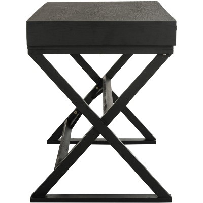 Weathered Black Transitional Wood Home Office Desk with Drawers