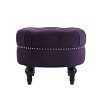 PAGED 16 Inch Wooden Ottoman, Modern Side Table Footrest Ottoman, Square Rattan Vanity Chair for Living Room, Bedroom - 4 of 4
