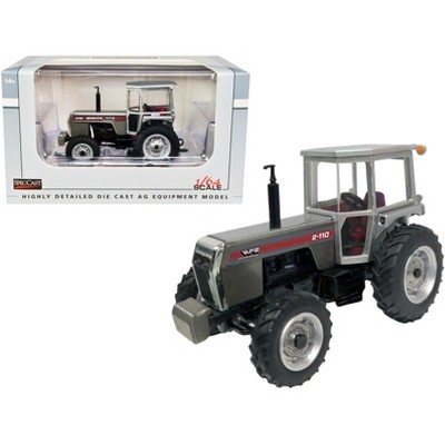 White 2-110 Red Stripe Power Assist Wide Front Tractor Brushed Metal with Red Stripes 1/64 Diecast Model by SpecCast