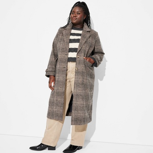 Long plaid coat womens best sale