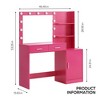 Vanity Desk And Stool Set, With Mirror & 11pcs LED Light Bulbs Makeup Vanity Table With 2 Open Shelves, 2 Drawers, 1 Makeup Stool For Living Room - 2 of 4