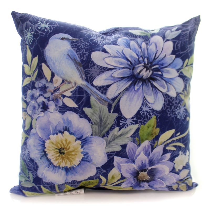17.0 Inch Spring Mix Bluebird Floral Pillow Climaweave Throw Pillows, 2 of 3
