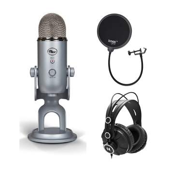 Blue Microphone Yeti USB Mic with Knox Headphones and Pop Filter Bundle (Silver)